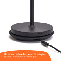 LED Tischlampe - Induktive Ladestation - IP54 2,2W 190 lm Warmwei&szlig; - Dimmbar - Schwarz
