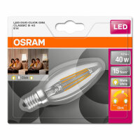 Osram LED E14 Leuchtmittel - Filament Duo Click Kerze klar - 4W = 40W - warmwei&szlig; per Lichtschalter dimmbar